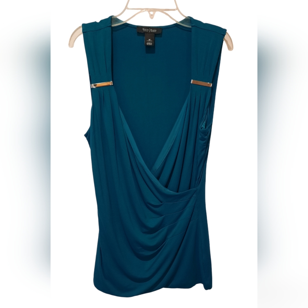 White House Black Market Green Sleeveless Wrap Tank Top